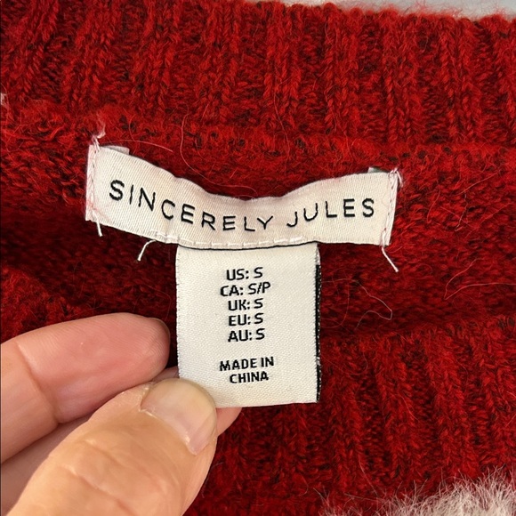 Sincerely Jules Red Sweater with White Bow Accent - Picture 2 of 5
